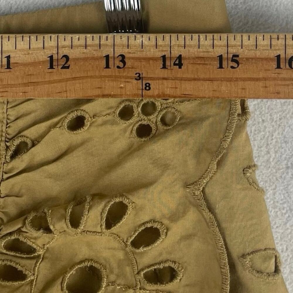 J.Crew Womens Ruffle-Front Eyelet Skirt AP060 SZ S Khaki Midi Scalloped Hem - Picture 4 of 10